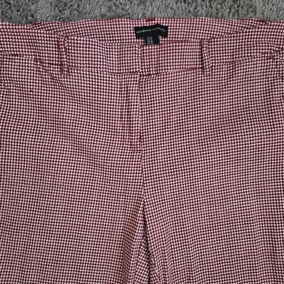 Adrienne Vittadini Trouser Dress Pants Womens 12 Red White Checked Mid Rise Zip - Picture 3 of 9